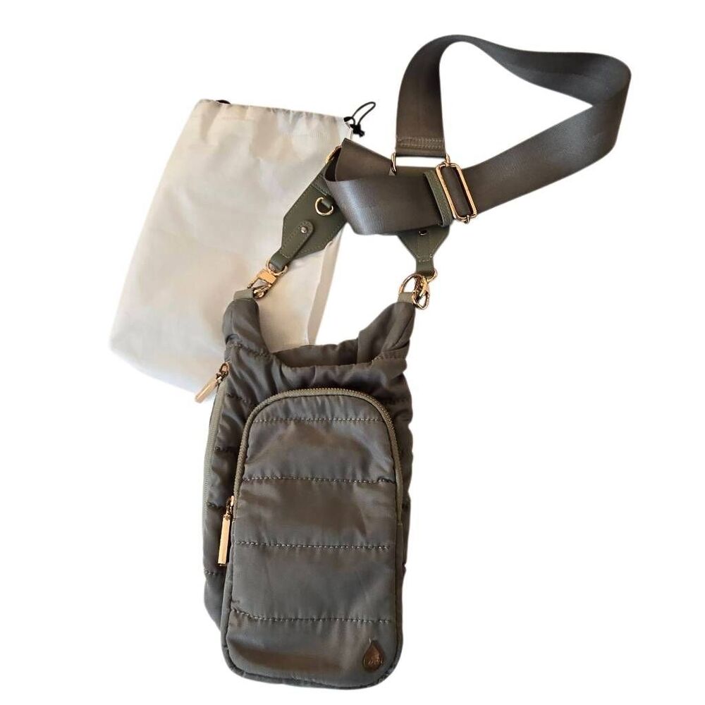 WanderFull Womens Quilted Water Bottle Card Slot Hydrobag Crossbody Bag Gray - Picture 7 of 9